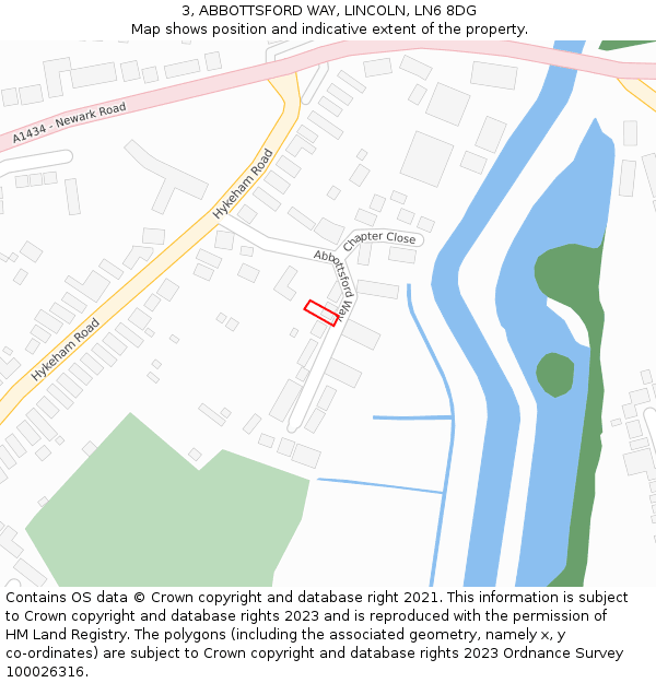 3, ABBOTTSFORD WAY, LINCOLN, LN6 8DG: Location map and indicative extent of plot