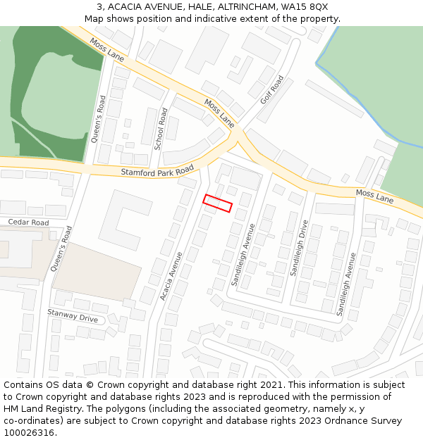 3, ACACIA AVENUE, HALE, ALTRINCHAM, WA15 8QX: Location map and indicative extent of plot