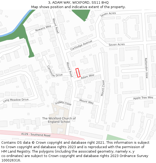 3, ADAM WAY, WICKFORD, SS11 8HQ: Location map and indicative extent of plot