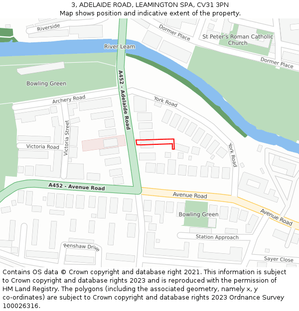3, ADELAIDE ROAD, LEAMINGTON SPA, CV31 3PN: Location map and indicative extent of plot