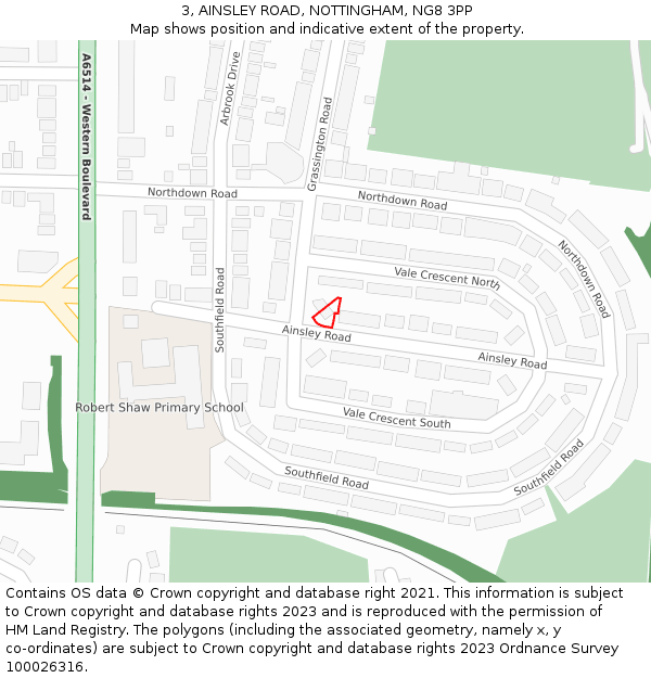 3, AINSLEY ROAD, NOTTINGHAM, NG8 3PP: Location map and indicative extent of plot