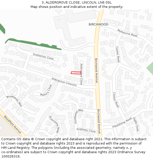 3, ALDERGROVE CLOSE, LINCOLN, LN6 0SL: Location map and indicative extent of plot