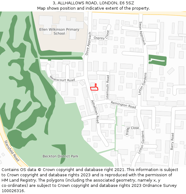 3, ALLHALLOWS ROAD, LONDON, E6 5SZ: Location map and indicative extent of plot