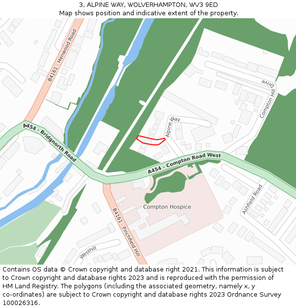 3, ALPINE WAY, WOLVERHAMPTON, WV3 9ED: Location map and indicative extent of plot