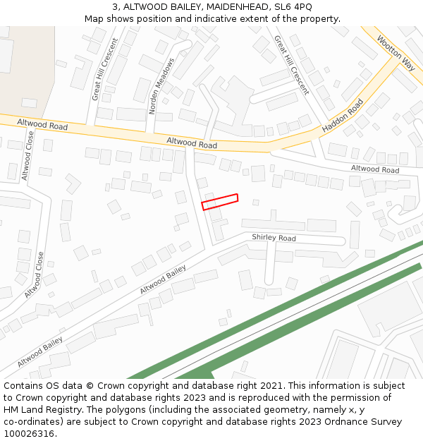 3, ALTWOOD BAILEY, MAIDENHEAD, SL6 4PQ: Location map and indicative extent of plot
