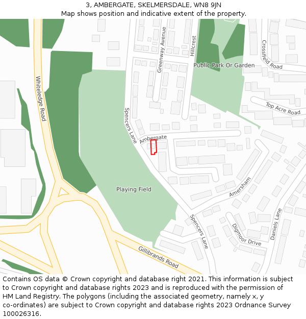 3, AMBERGATE, SKELMERSDALE, WN8 9JN: Location map and indicative extent of plot