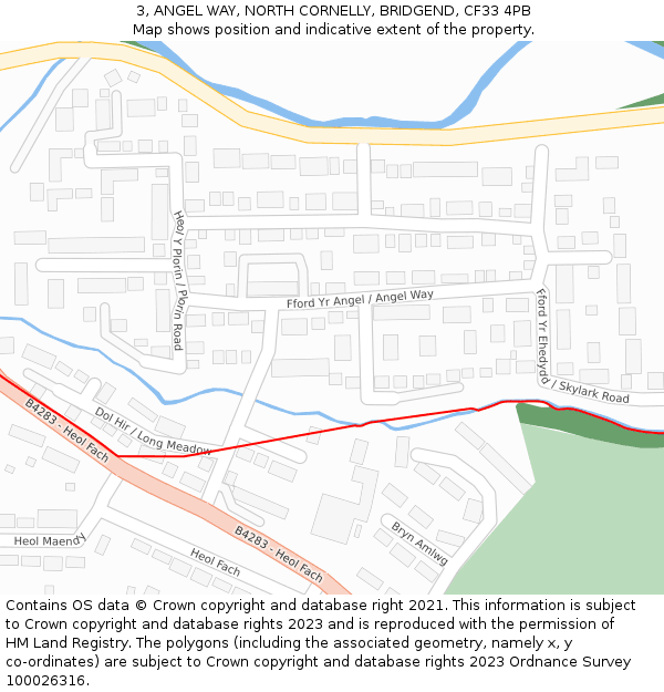 3, ANGEL WAY, NORTH CORNELLY, BRIDGEND, CF33 4PB: Location map and indicative extent of plot