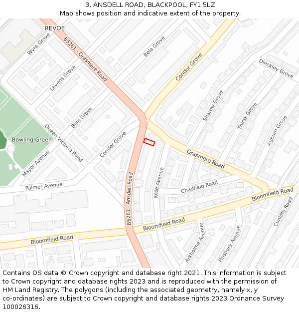 3, ANSDELL ROAD, BLACKPOOL, FY1 5LZ: Location map and indicative extent of plot