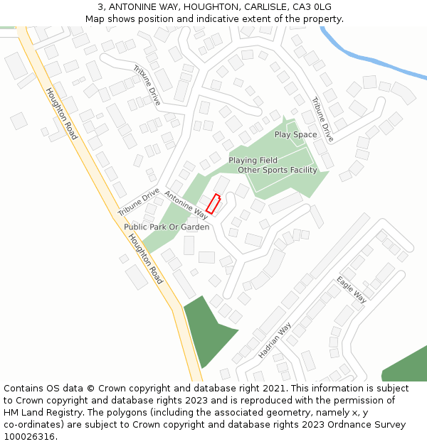 3, ANTONINE WAY, HOUGHTON, CARLISLE, CA3 0LG: Location map and indicative extent of plot