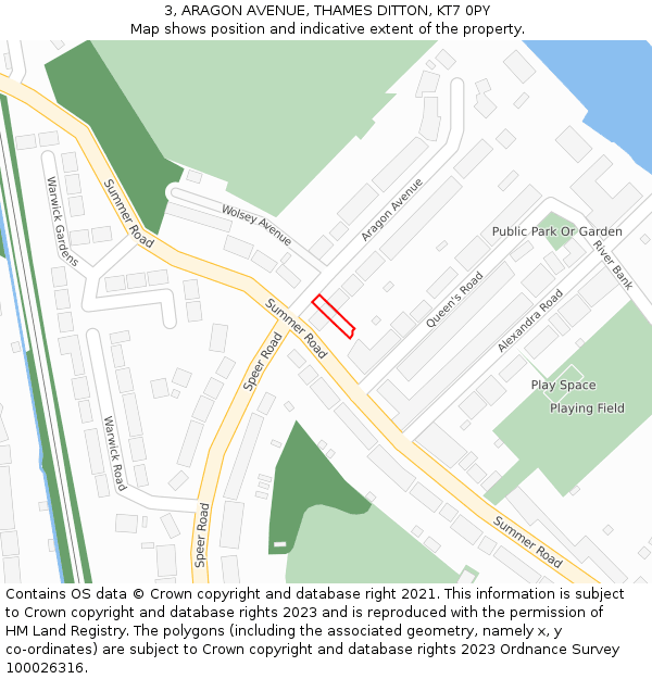 3, ARAGON AVENUE, THAMES DITTON, KT7 0PY: Location map and indicative extent of plot