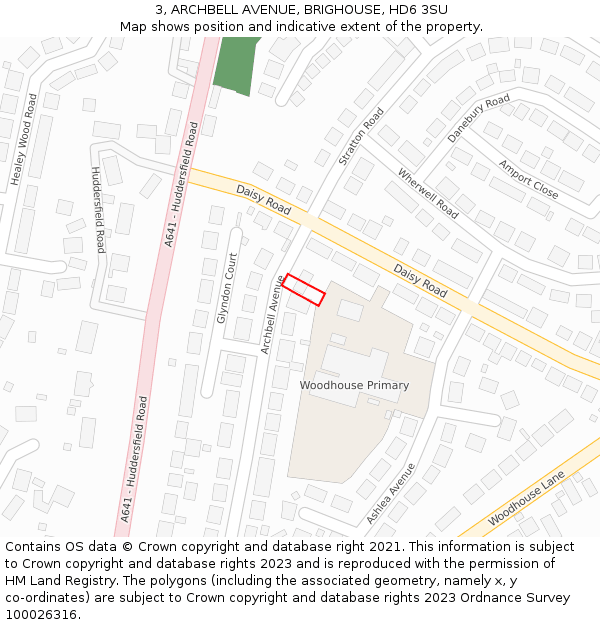 3, ARCHBELL AVENUE, BRIGHOUSE, HD6 3SU: Location map and indicative extent of plot