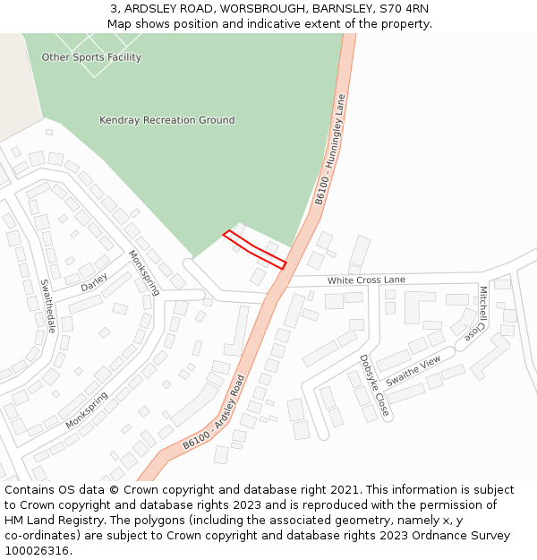 3, ARDSLEY ROAD, WORSBROUGH, BARNSLEY, S70 4RN: Location map and indicative extent of plot