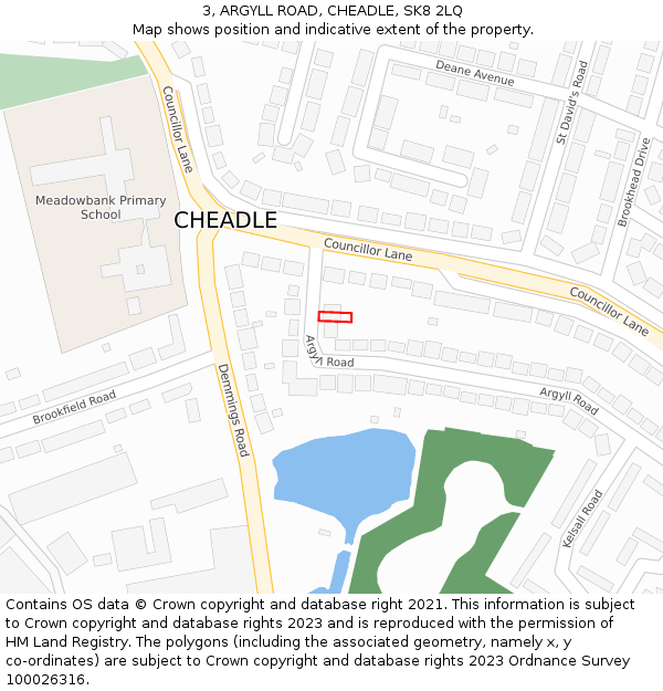 3, ARGYLL ROAD, CHEADLE, SK8 2LQ: Location map and indicative extent of plot