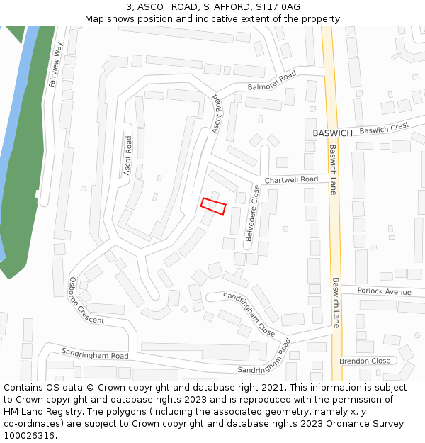 3, ASCOT ROAD, STAFFORD, ST17 0AG: Location map and indicative extent of plot