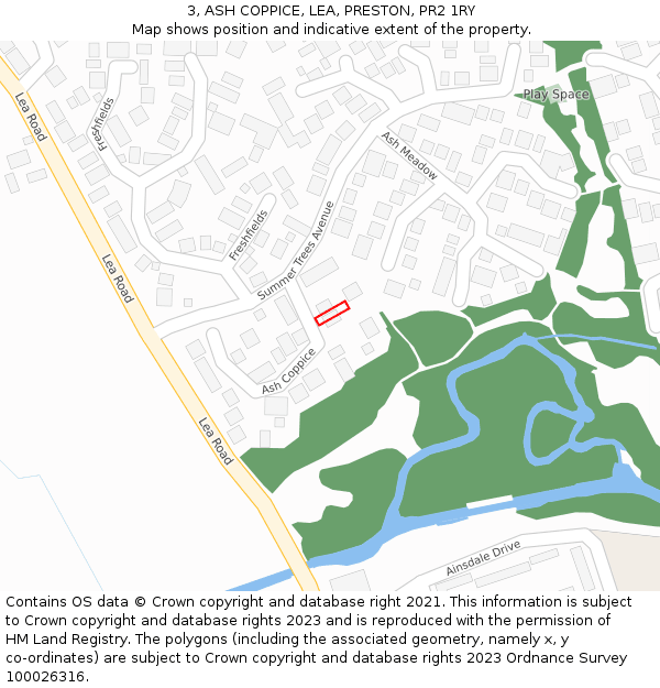 3, ASH COPPICE, LEA, PRESTON, PR2 1RY: Location map and indicative extent of plot
