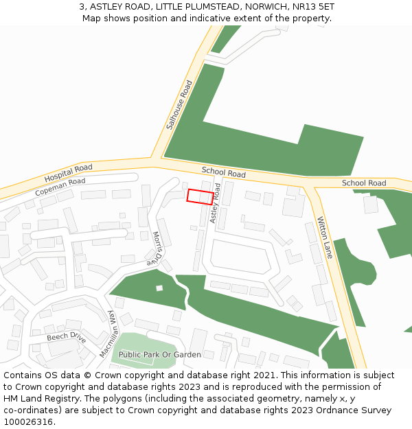 3, ASTLEY ROAD, LITTLE PLUMSTEAD, NORWICH, NR13 5ET: Location map and indicative extent of plot