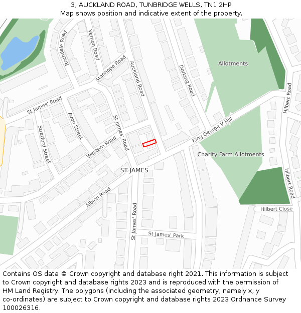 3, AUCKLAND ROAD, TUNBRIDGE WELLS, TN1 2HP: Location map and indicative extent of plot
