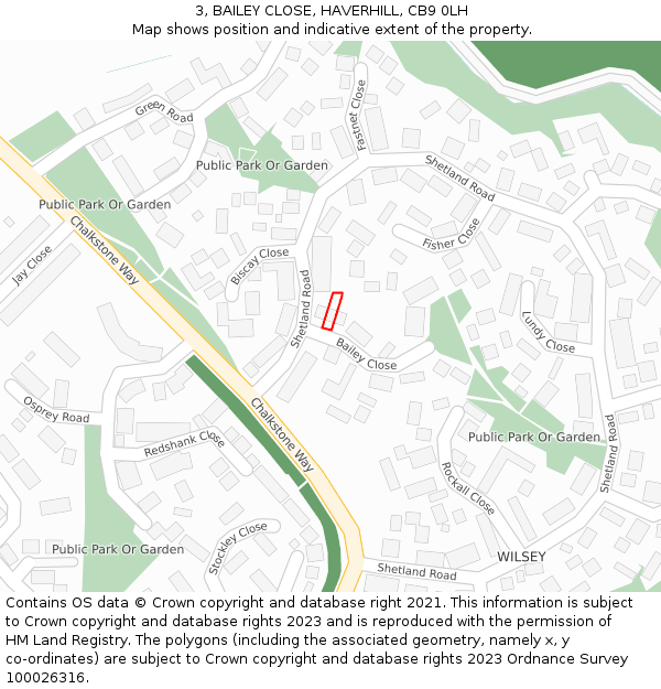 3, BAILEY CLOSE, HAVERHILL, CB9 0LH: Location map and indicative extent of plot