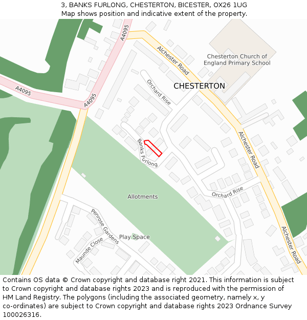 3, BANKS FURLONG, CHESTERTON, BICESTER, OX26 1UG: Location map and indicative extent of plot