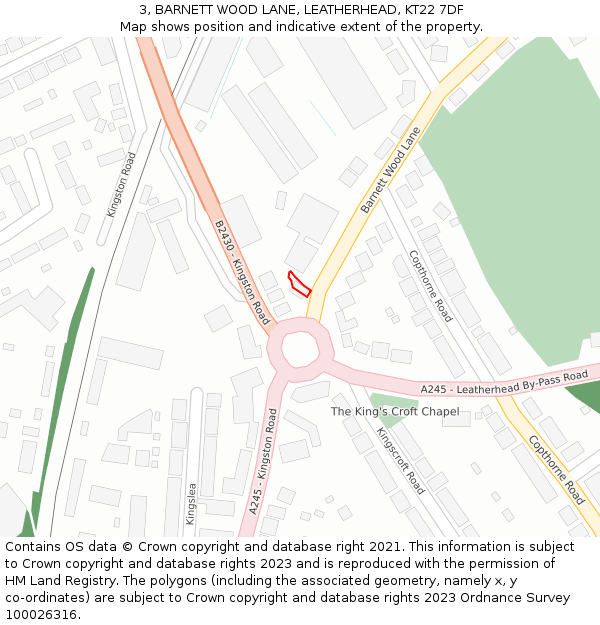 3, BARNETT WOOD LANE, LEATHERHEAD, KT22 7DF: Location map and indicative extent of plot