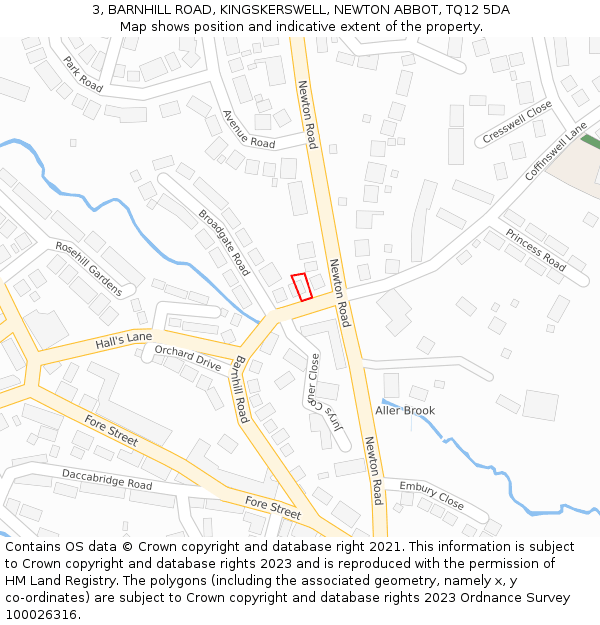 3, BARNHILL ROAD, KINGSKERSWELL, NEWTON ABBOT, TQ12 5DA: Location map and indicative extent of plot