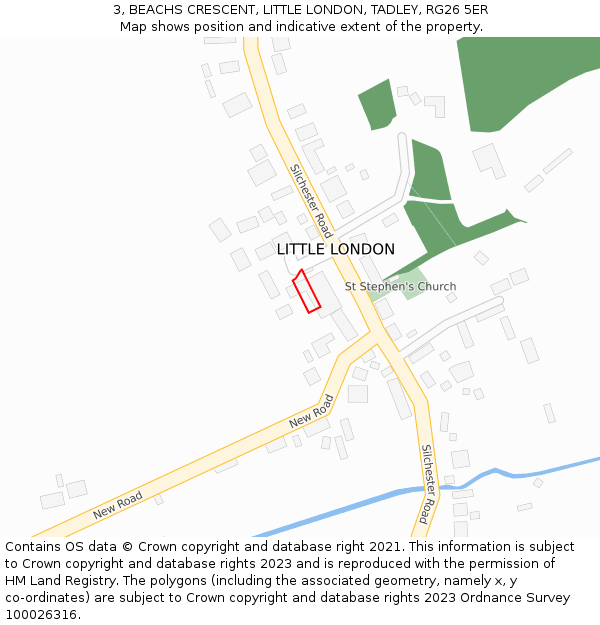 3, BEACHS CRESCENT, LITTLE LONDON, TADLEY, RG26 5ER: Location map and indicative extent of plot