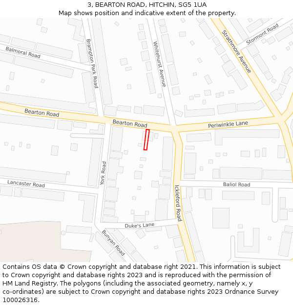 3, BEARTON ROAD, HITCHIN, SG5 1UA: Location map and indicative extent of plot