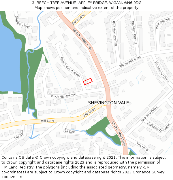 3, BEECH TREE AVENUE, APPLEY BRIDGE, WIGAN, WN6 9DG: Location map and indicative extent of plot