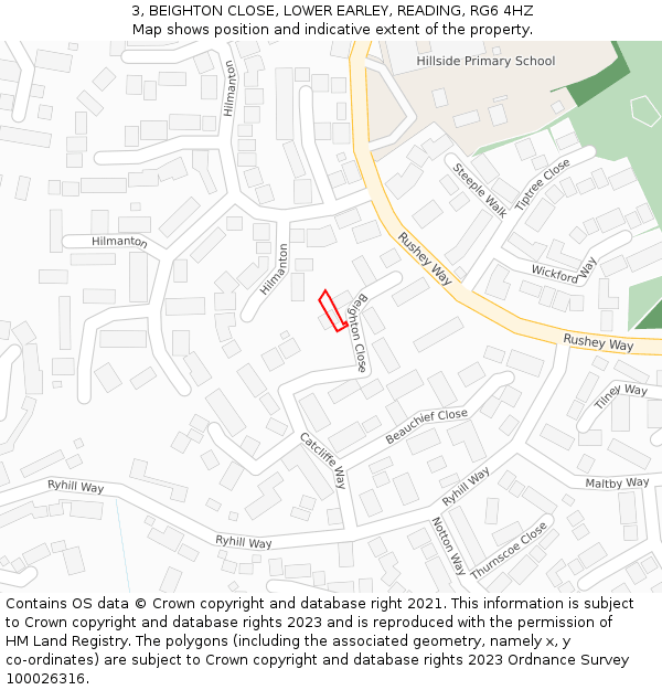 3, BEIGHTON CLOSE, LOWER EARLEY, READING, RG6 4HZ: Location map and indicative extent of plot