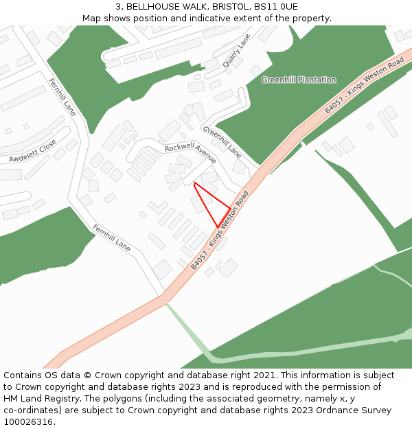 3, BELLHOUSE WALK, BRISTOL, BS11 0UE: Location map and indicative extent of plot