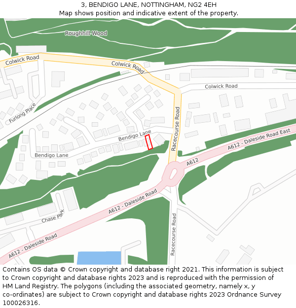 3, BENDIGO LANE, NOTTINGHAM, NG2 4EH: Location map and indicative extent of plot