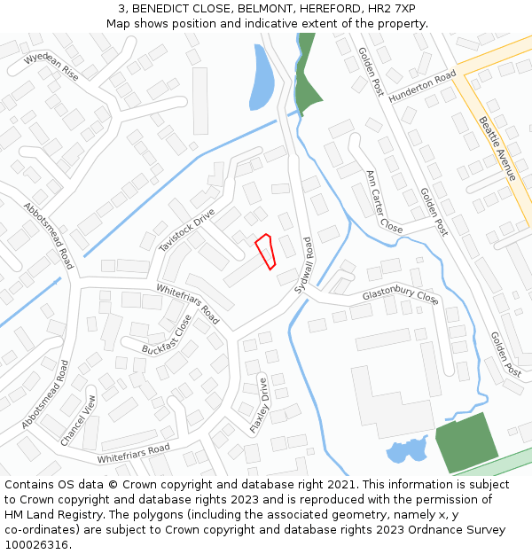 3, BENEDICT CLOSE, BELMONT, HEREFORD, HR2 7XP: Location map and indicative extent of plot