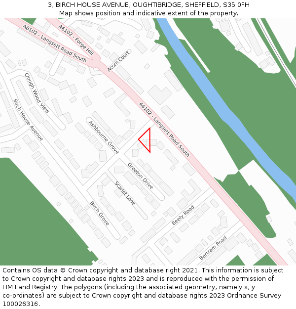 3, BIRCH HOUSE AVENUE, OUGHTIBRIDGE, SHEFFIELD, S35 0FH: Location map and indicative extent of plot