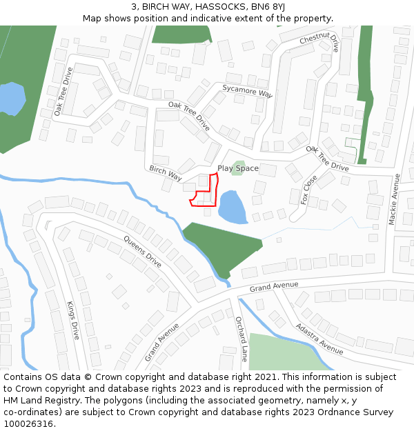3, BIRCH WAY, HASSOCKS, BN6 8YJ: Location map and indicative extent of plot