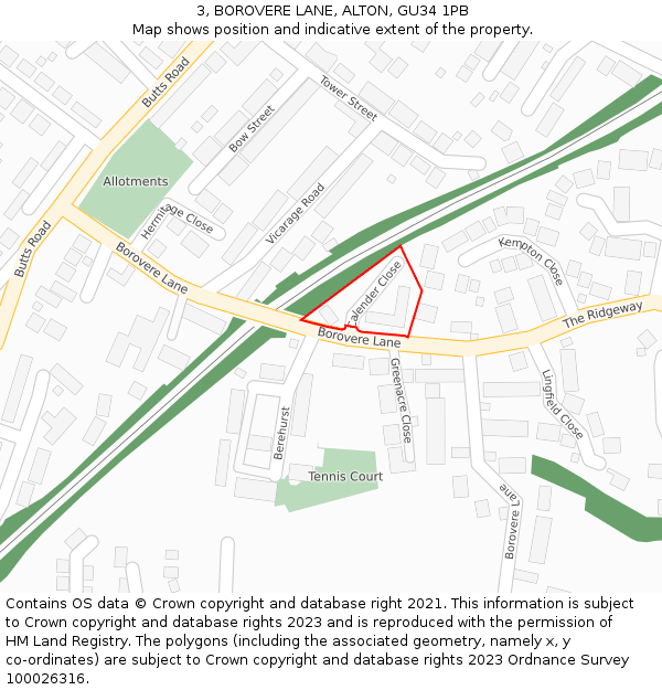 3, BOROVERE LANE, ALTON, GU34 1PB: Location map and indicative extent of plot