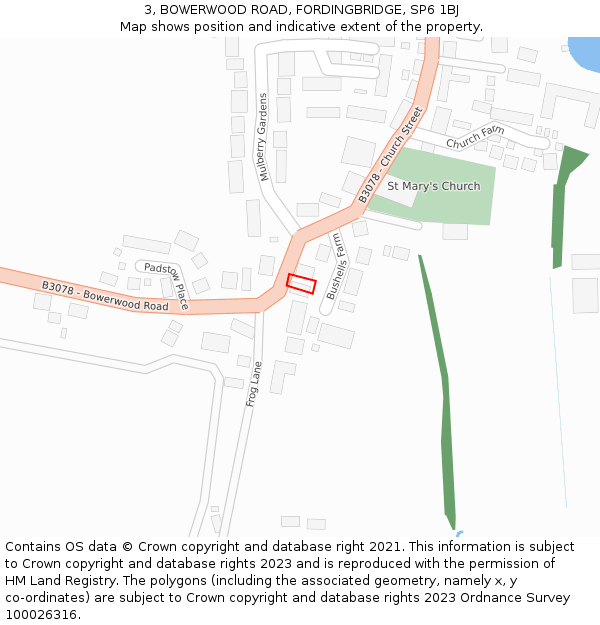 3, BOWERWOOD ROAD, FORDINGBRIDGE, SP6 1BJ: Location map and indicative extent of plot