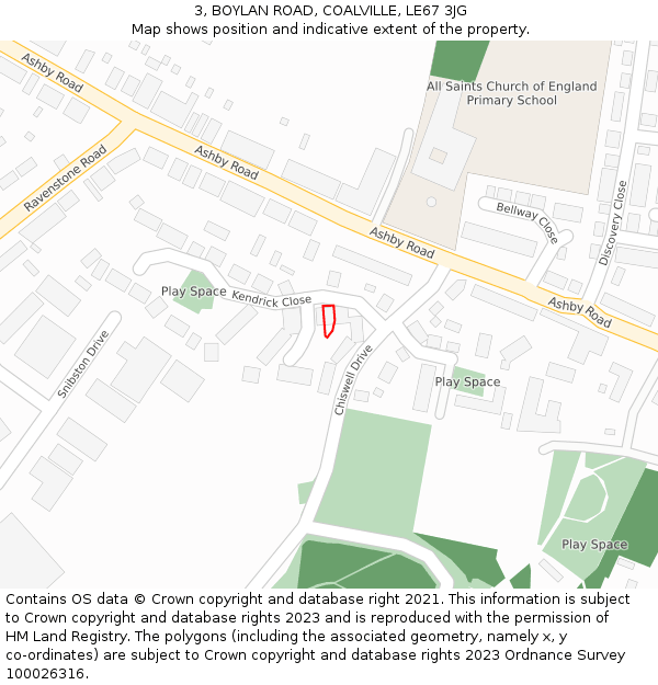3, BOYLAN ROAD, COALVILLE, LE67 3JG: Location map and indicative extent of plot
