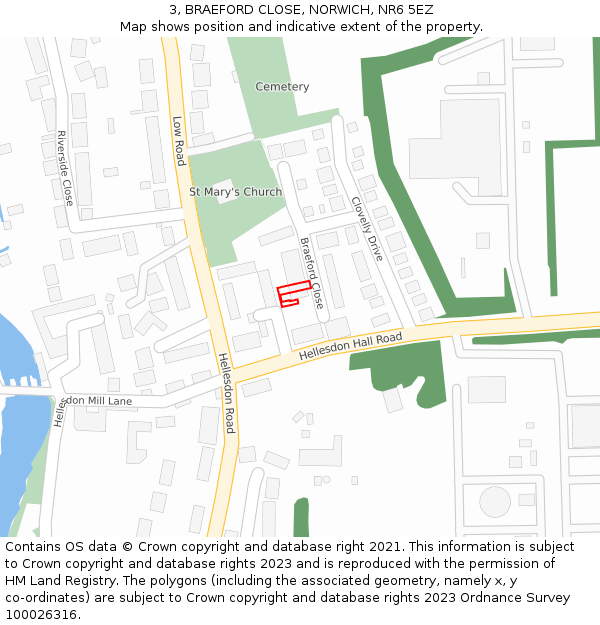 3, BRAEFORD CLOSE, NORWICH, NR6 5EZ: Location map and indicative extent of plot