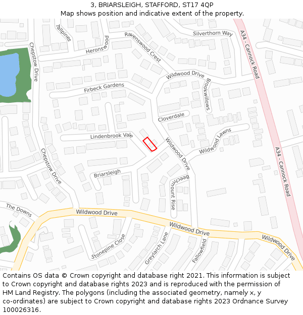 3, BRIARSLEIGH, STAFFORD, ST17 4QP: Location map and indicative extent of plot