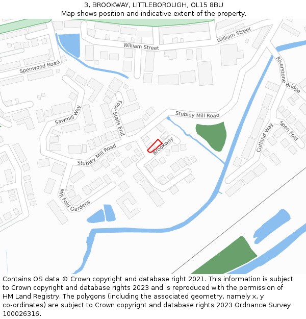 3, BROOKWAY, LITTLEBOROUGH, OL15 8BU: Location map and indicative extent of plot