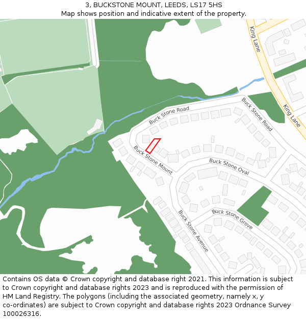3, BUCKSTONE MOUNT, LEEDS, LS17 5HS: Location map and indicative extent of plot