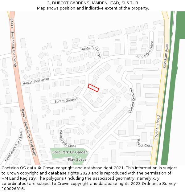 3, BURCOT GARDENS, MAIDENHEAD, SL6 7UR: Location map and indicative extent of plot