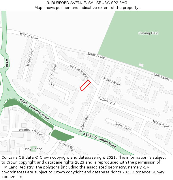 3, BURFORD AVENUE, SALISBURY, SP2 8AG: Location map and indicative extent of plot