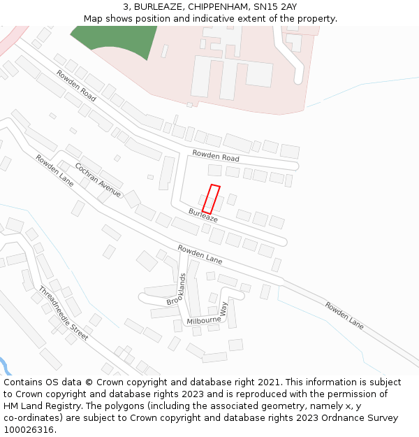 3, BURLEAZE, CHIPPENHAM, SN15 2AY: Location map and indicative extent of plot