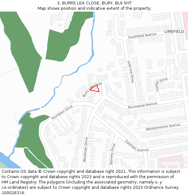 3, BURRS LEA CLOSE, BURY, BL9 5HT: Location map and indicative extent of plot
