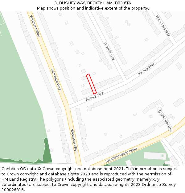 3, BUSHEY WAY, BECKENHAM, BR3 6TA: Location map and indicative extent of plot