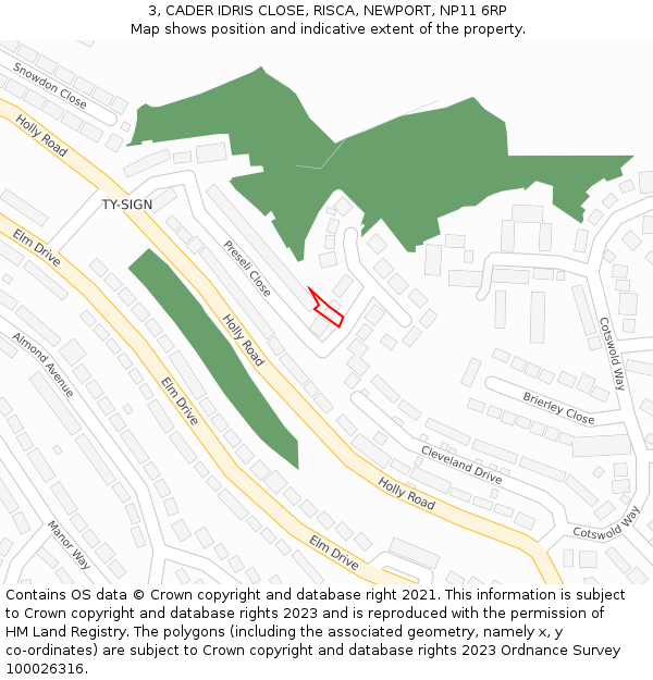 3, CADER IDRIS CLOSE, RISCA, NEWPORT, NP11 6RP: Location map and indicative extent of plot