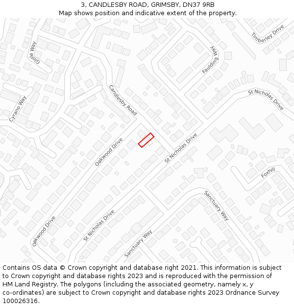 3, CANDLESBY ROAD, GRIMSBY, DN37 9RB: Location map and indicative extent of plot
