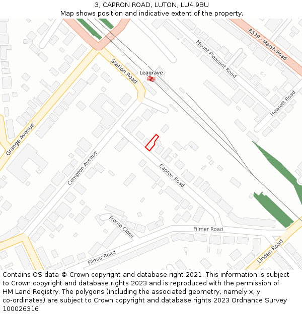 3, CAPRON ROAD, LUTON, LU4 9BU: Location map and indicative extent of plot
