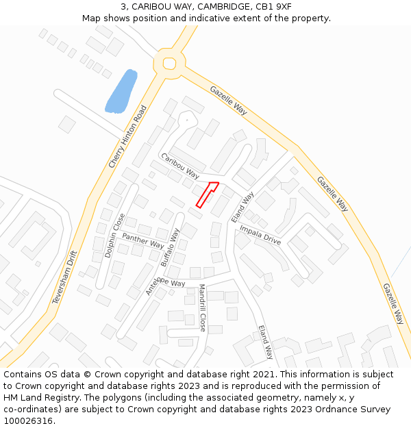 3, CARIBOU WAY, CAMBRIDGE, CB1 9XF: Location map and indicative extent of plot